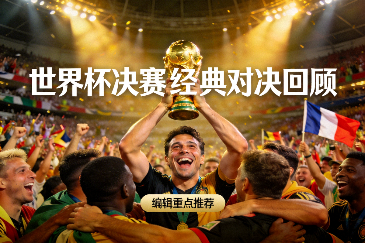 编辑重点推荐的世界杯决赛经典对决回顾画面，球员捧起奖杯的激动瞬间